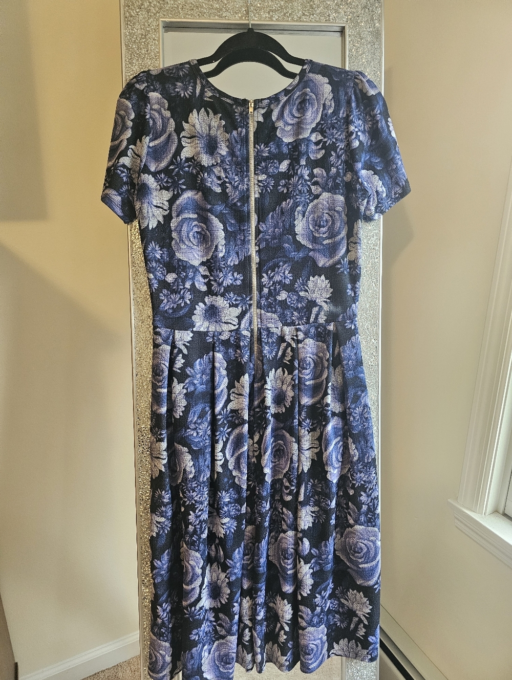 LuLaRoe Navy Floral Fit-and-Flare Dress